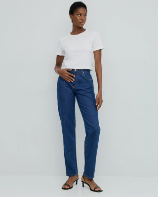 Denim straight-leg