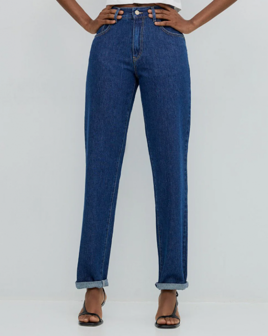 Denim straight-leg