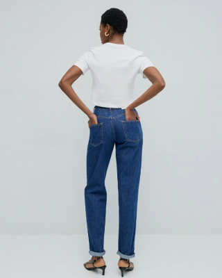 Denim straight-leg