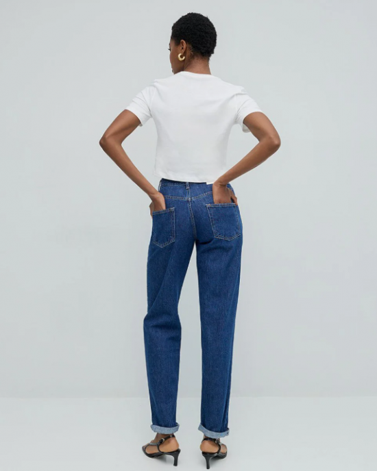 Denim straight-leg