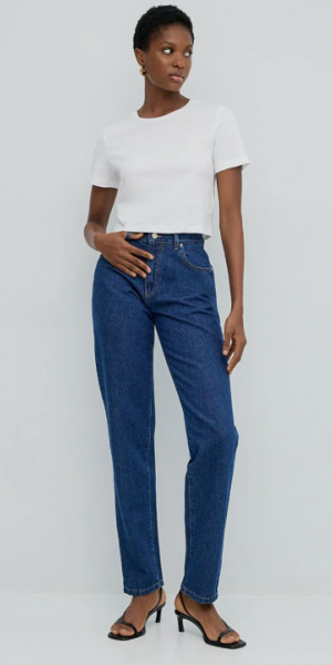 Denim straight-leg