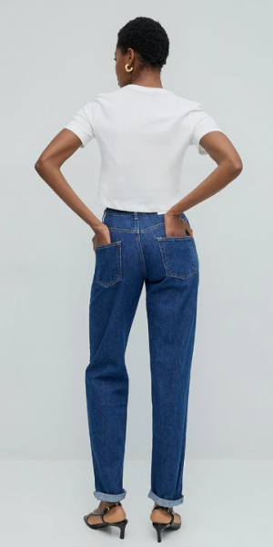 Denim straight-leg
