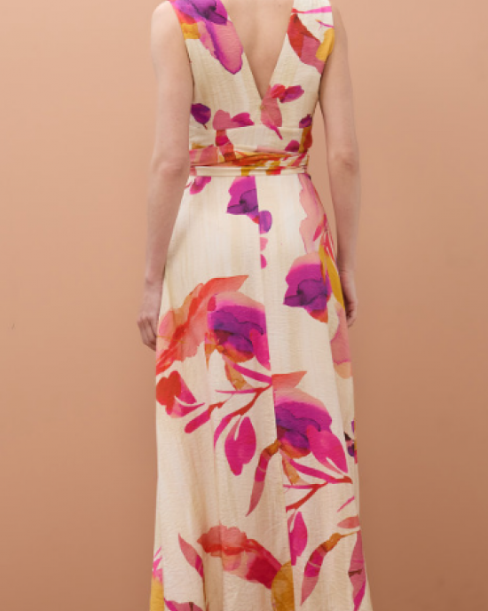 Floral φόρεμα με δέσιμο 