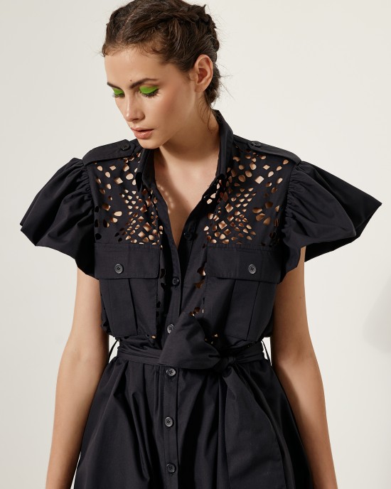 Σεμιζιέ φόρεμα με laser cut σχέδιο