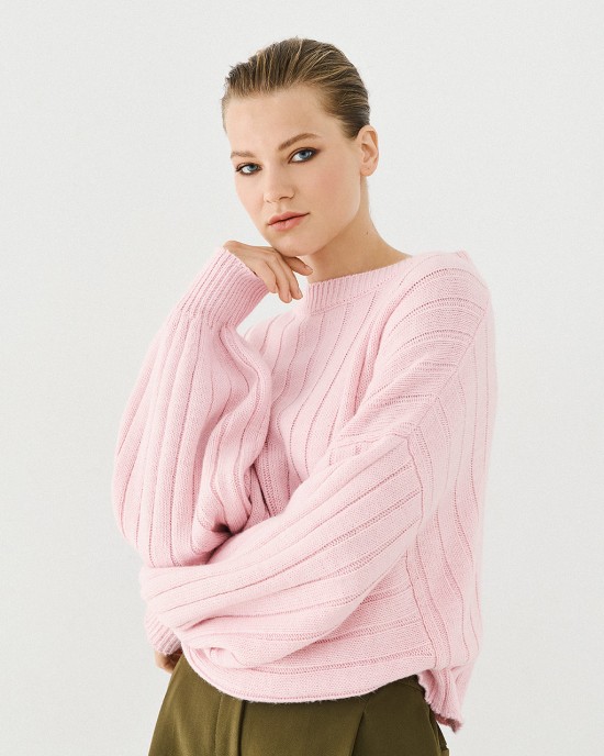 Μπλούζα πλεκτή oversized κοντή