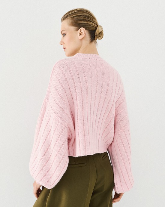 Μπλούζα πλεκτή oversized κοντή