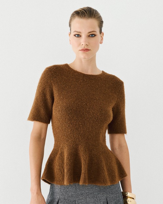 Πλεκτή μπλούζα peplum