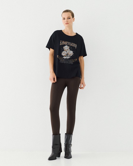 T-shirt με τύπωμα και στρας