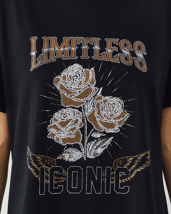 T-shirt με τύπωμα και στρας